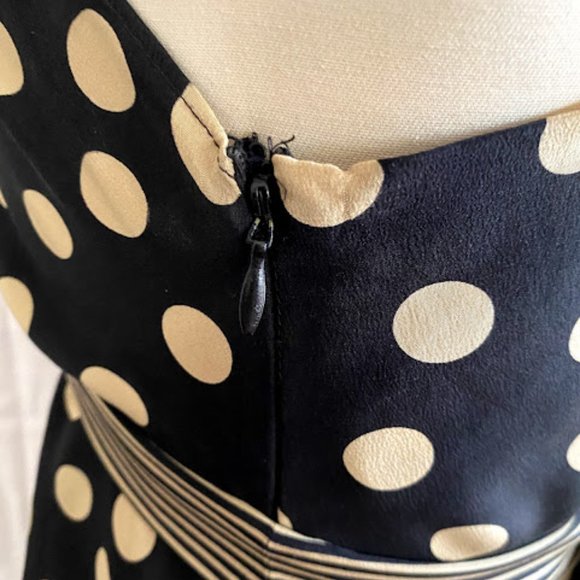 BCBGMaxazria Polka Dot Halter, XS black and cream - Picture 5 of 10